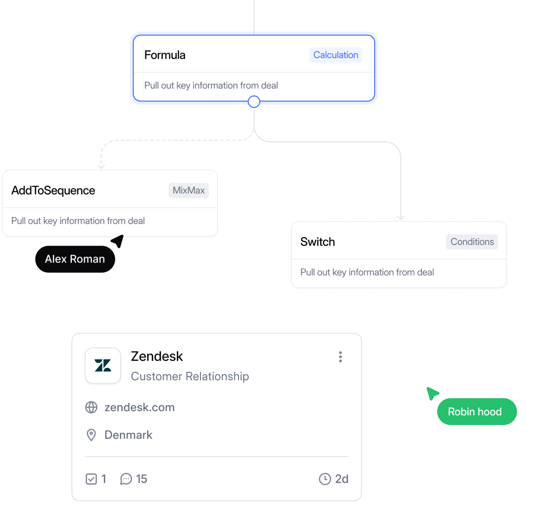 Workflow automation illustration with kanban cards and integrations